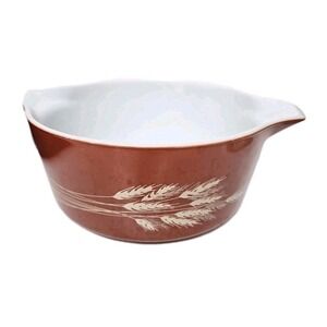 Vintage PYREX 475-B Autumn Harvest Wheat 2.5 Qt Bowl, Casserole